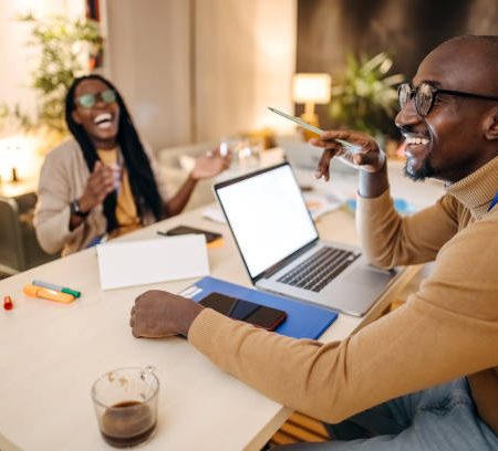 male and female colleagues work together at work