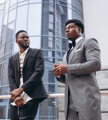 two african business men meeting together